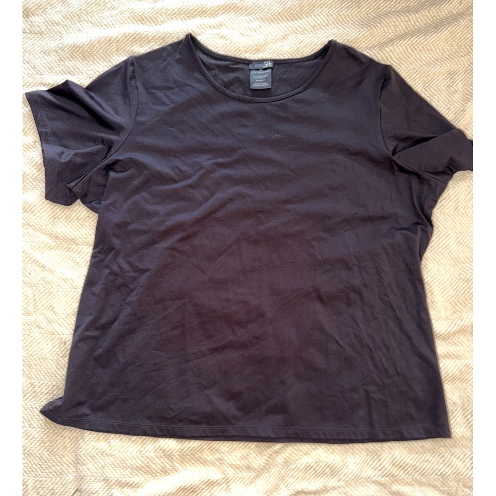 East 5th Women's Black Stretch Short Sleeve Top XXL Casual Career Blouse